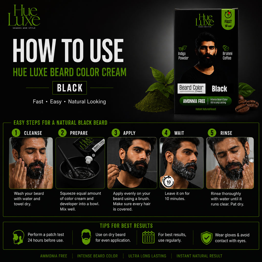 Hue Luxe Beard Color Cream Black 24ml
