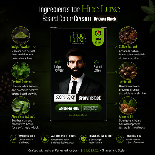 Hue Luxe Beard Color Cream Brown  Black 24ml