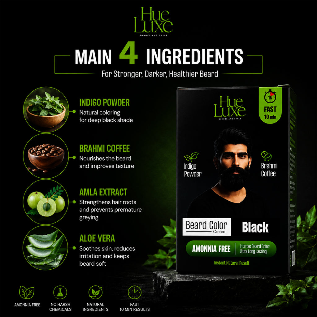 Hue Luxe Beard Color Cream Black 24ml